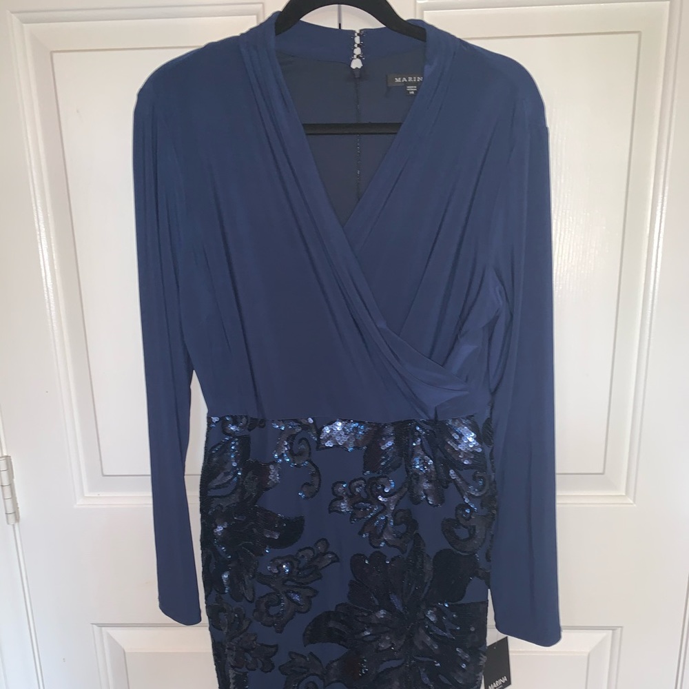 Beautiful Navy Dress with Sequined Skirt 💙